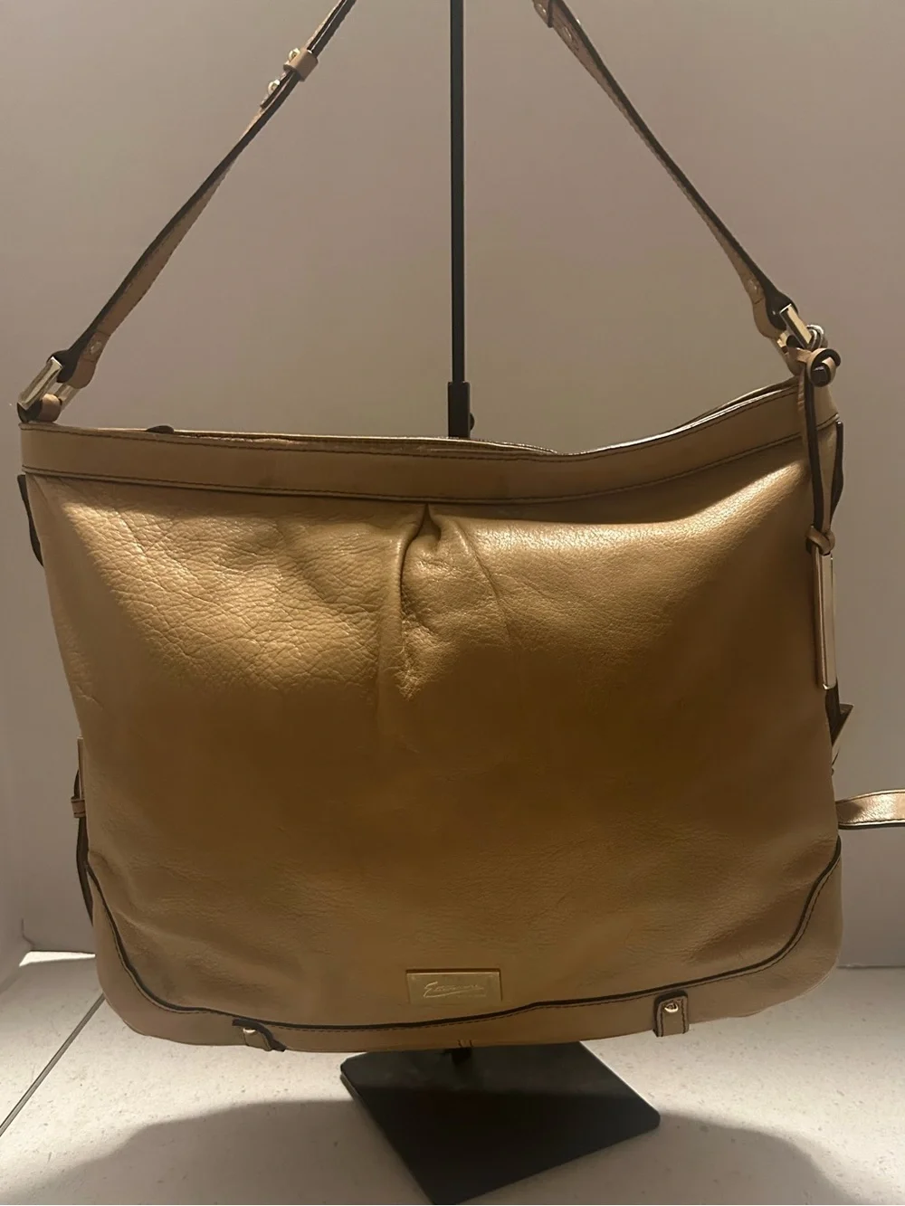 Ettienne Aigner Leather Shoulder Bag in Caramel Brown